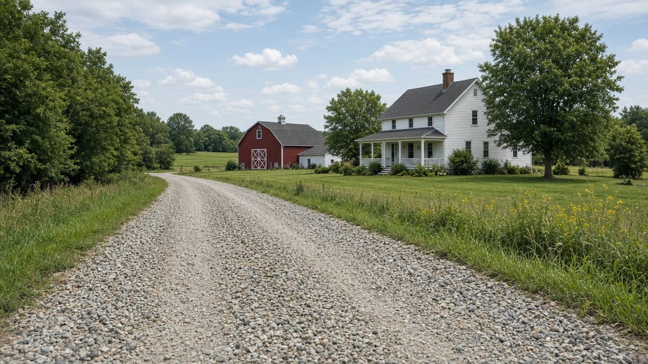 Fresh gravel driveway
