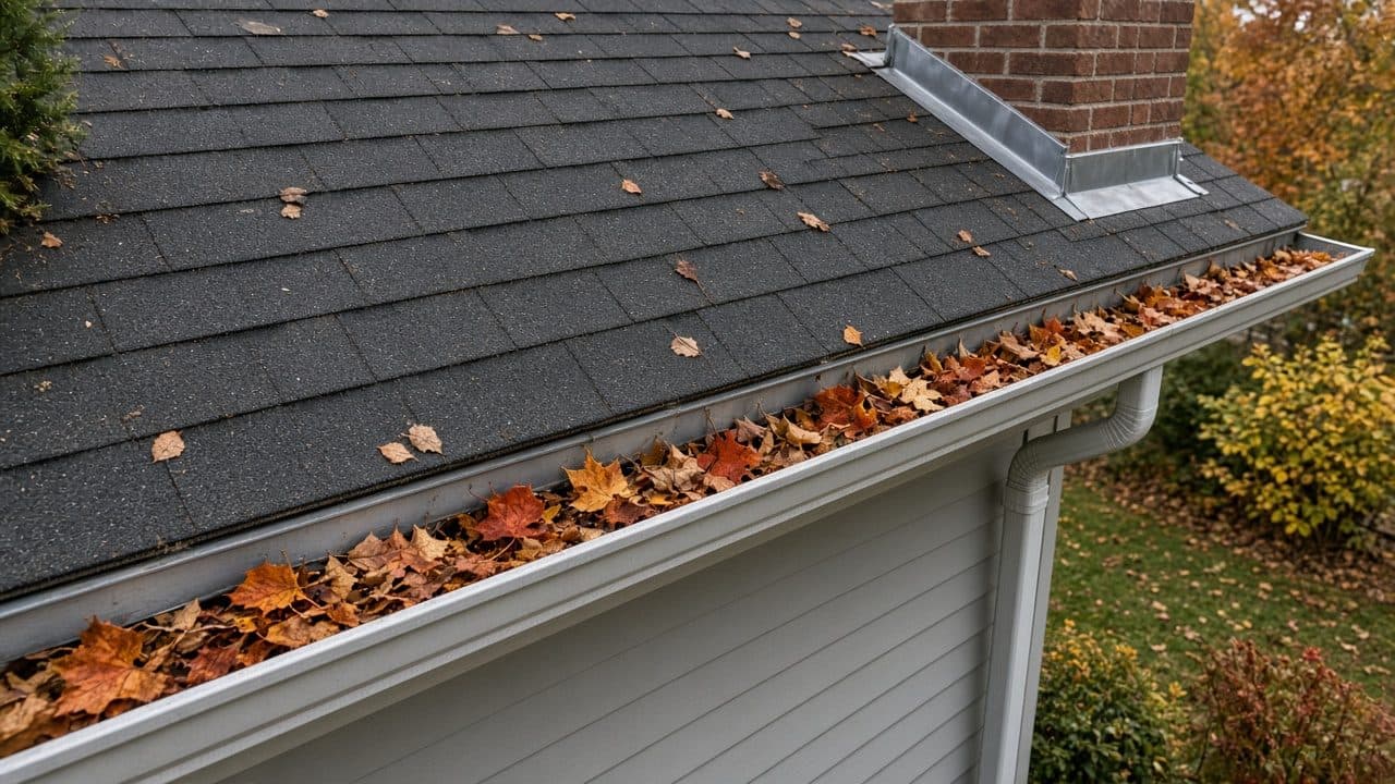 Gutter full of leaves