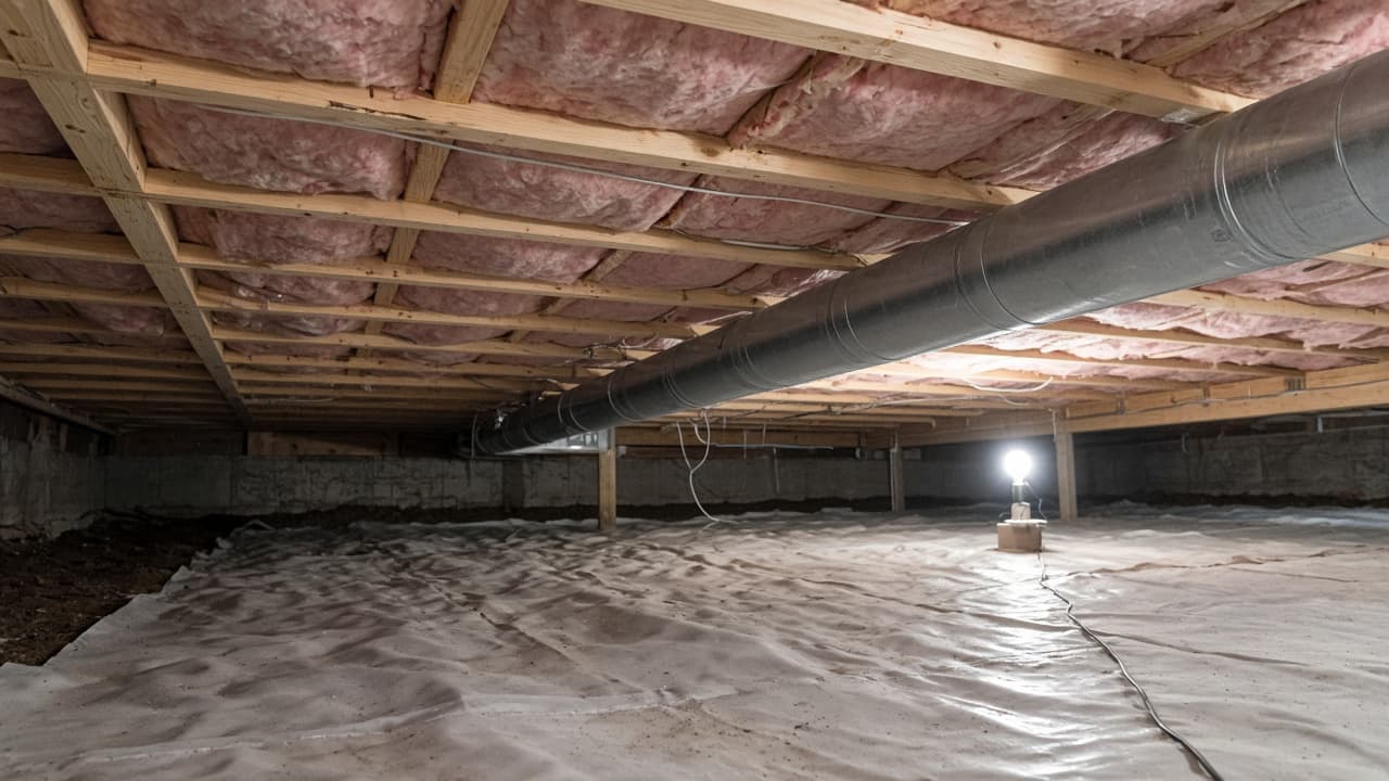 Insulated crawlspace with ductwork