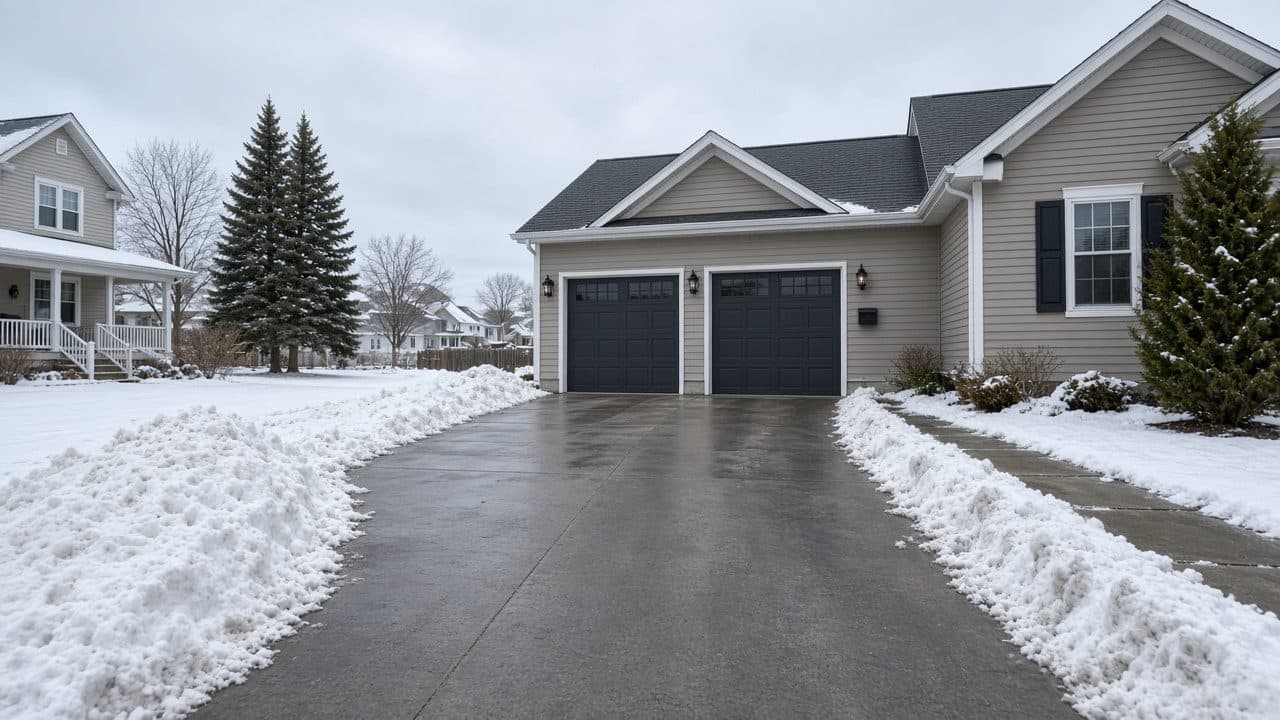 Cleared driveway after snow