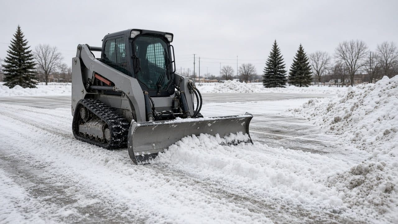 Skid steer clearing snow